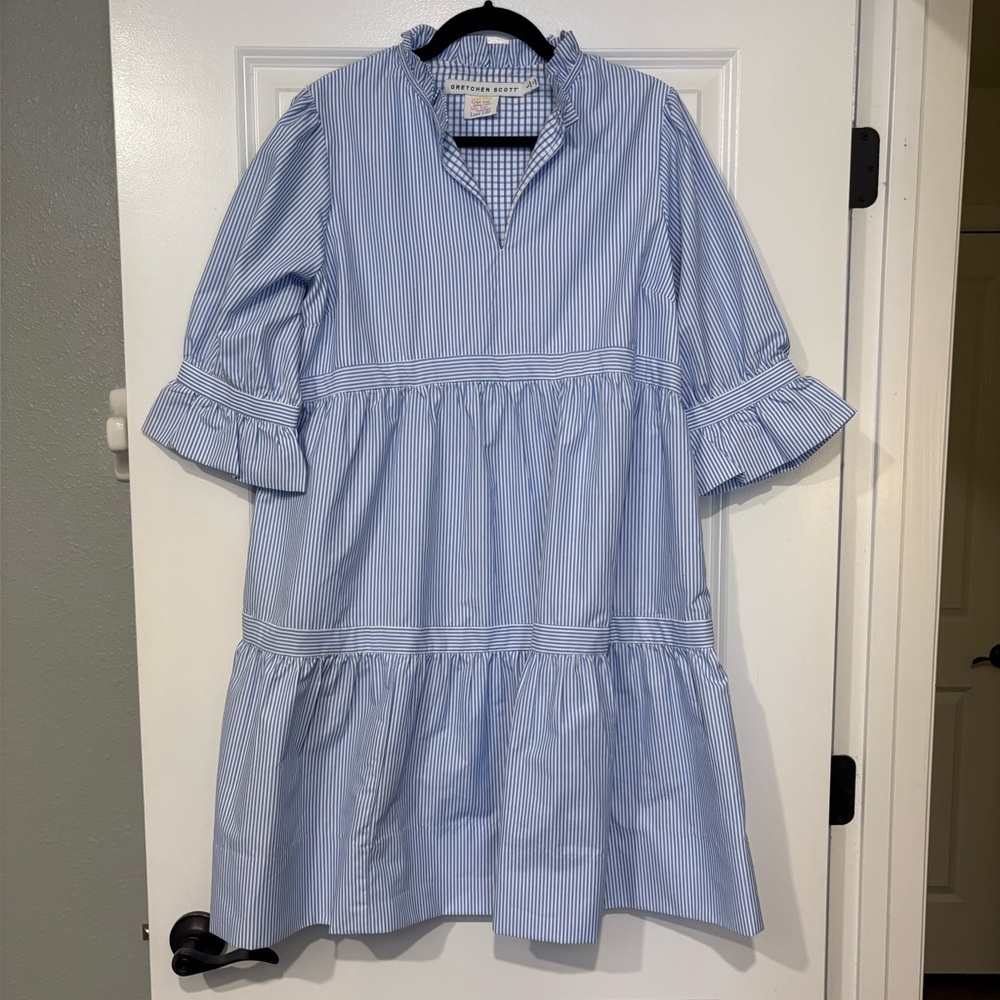 Gretchen Scott Designs Blue Striped Casual Dress